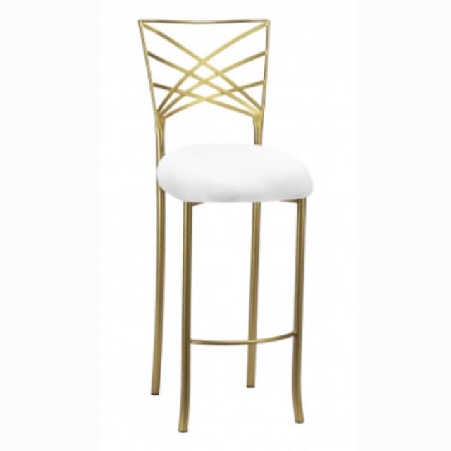 Rental store for barstool fanfare gold w white knit cushion in the San Jose metro area